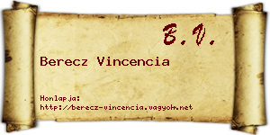 Berecz Vincencia névjegykártya